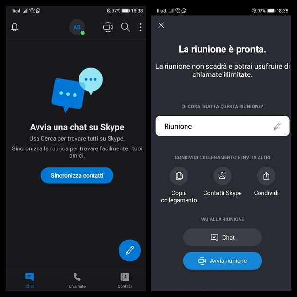 Skype per smartphone e tablet