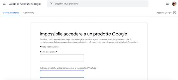 Come riattivare account YouTube sospeso