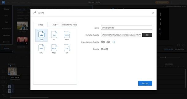 Impostare la qualità del video in EaseUS Video Editor