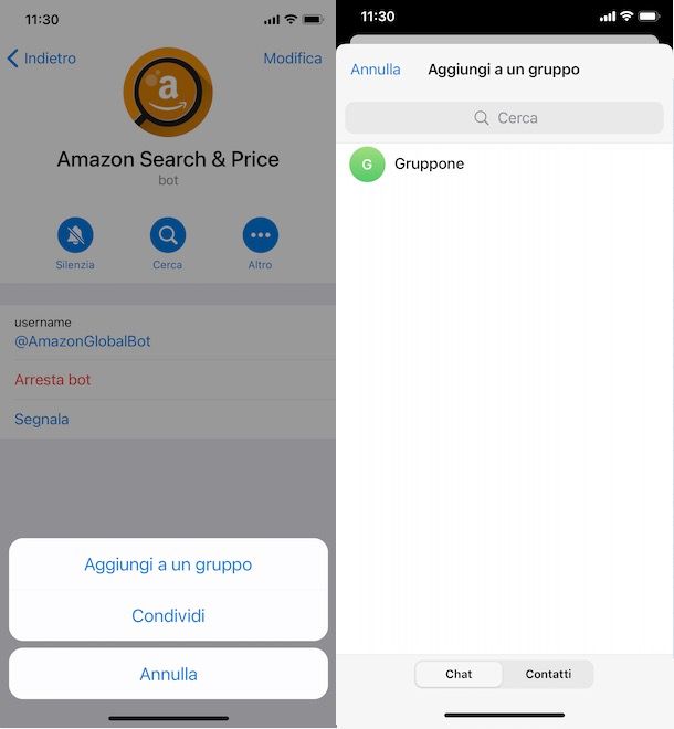 Come aggiungere bot Telegram gruppo