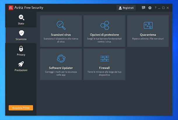 Sicurezza Avira Free Security