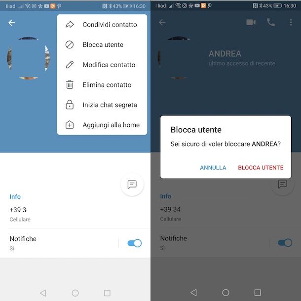 Come bannare utente su Telegram