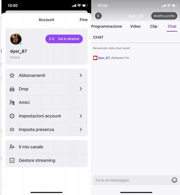 Attivare Solo follower Twitch da app