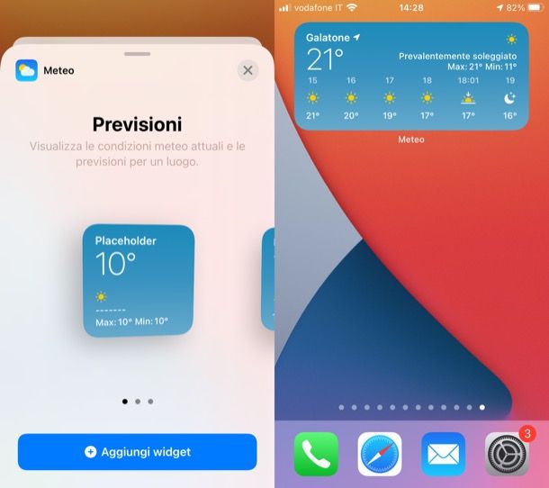 Widget meteo su iOS