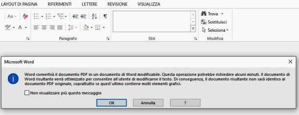 Convertire PDF con Word