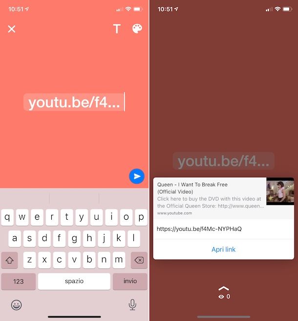 YouTube stato WhatsApp iPhone