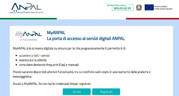 Homepage di MyANPAL