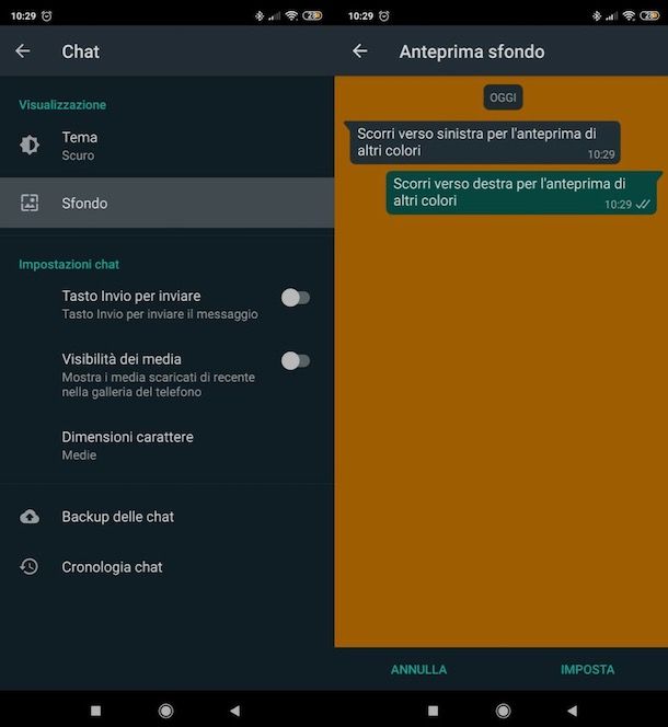 Cambiare colore sfondo chat su WhatsApp