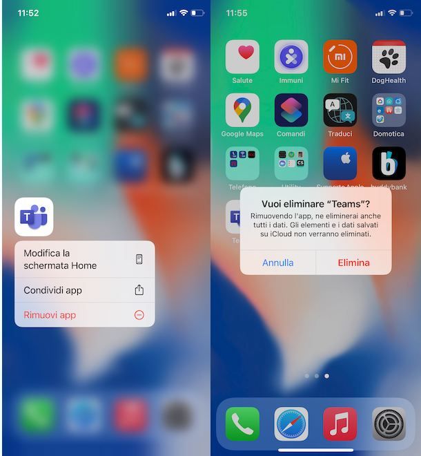 Disinstallare Microsoft Teams da iPhone