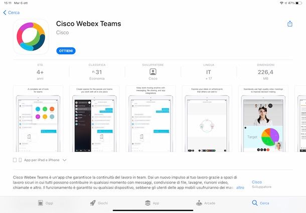 Come scaricare Cisco Webex su tablet