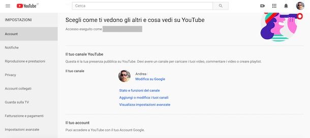 Creare un secondo canale YouTube