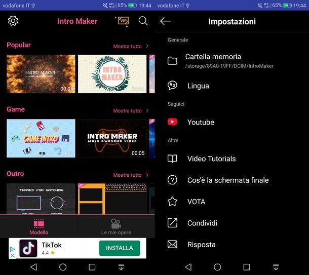 Usare Intro Maker per creare una sigla Youtube