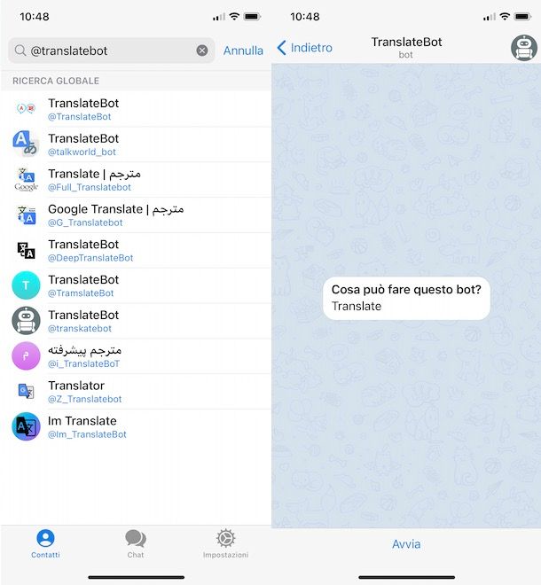 Come aggiungere bot su Telegram iPhone