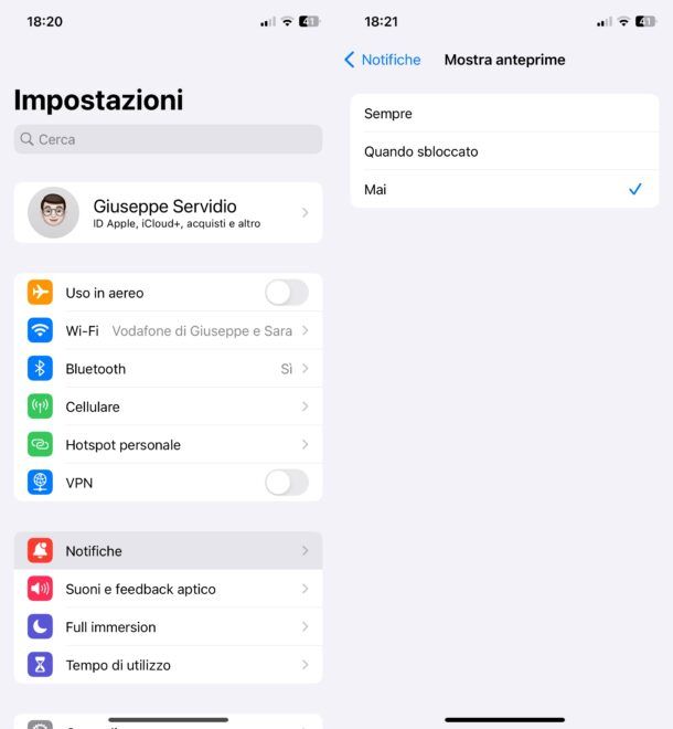 Disattivare notifiche schermata di blocco su iPhone