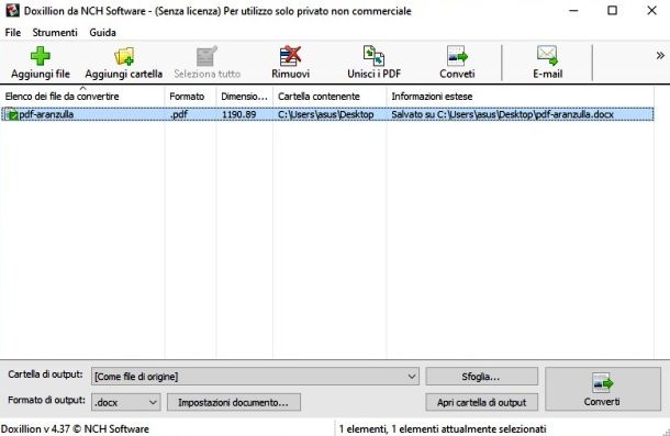 Convertire file PDF con Doxillion