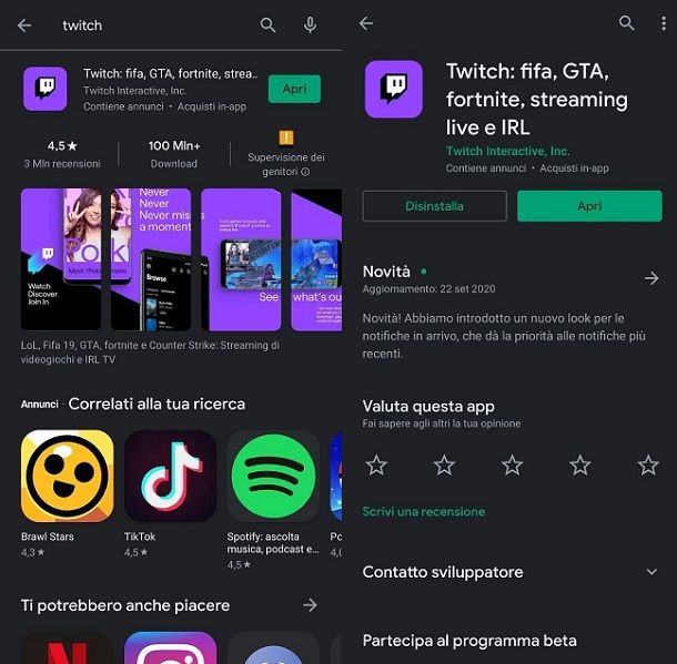 Come installare Twitch Android