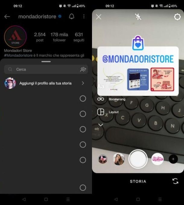 Come condividere profilo Instagram nelle storie