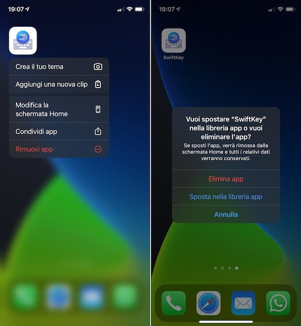 Disinstallazione SwiftKey iOS