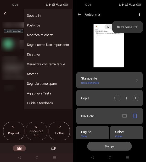 Come salvare una mail in PDF da Gmail