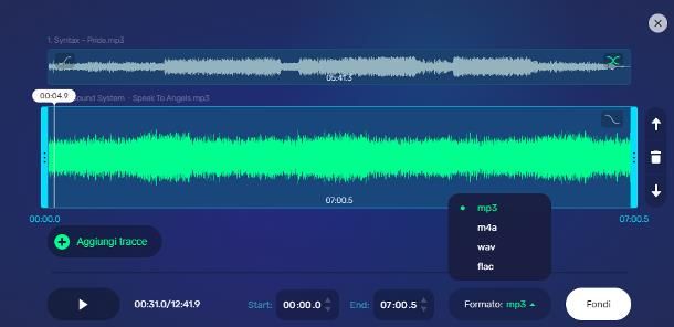 Come unire due file audio online