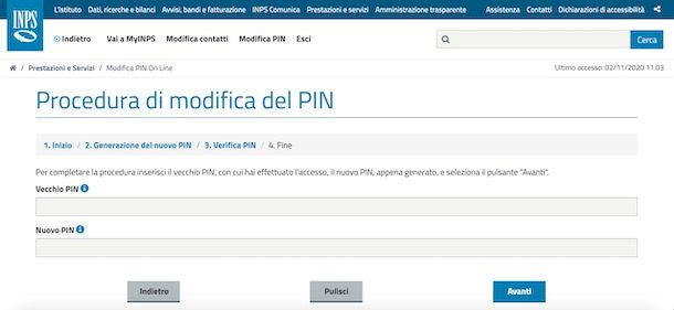 Come cambiare PIN INPS