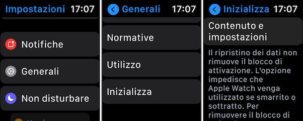 Impostazioni watchOS