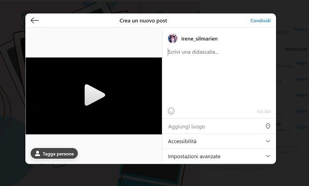 Instagram per PC: caricare foto