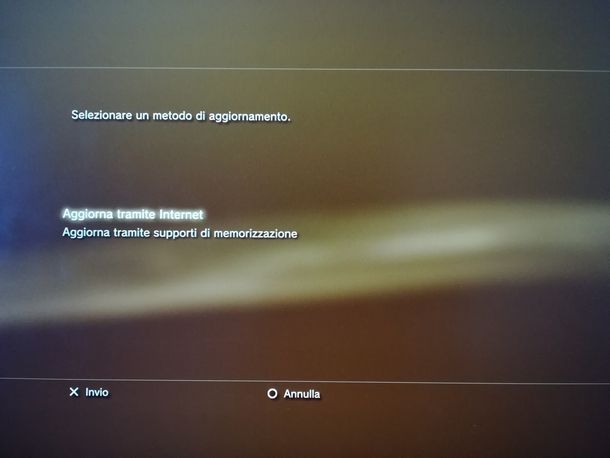 Aggiornare tramite Internet la PS3