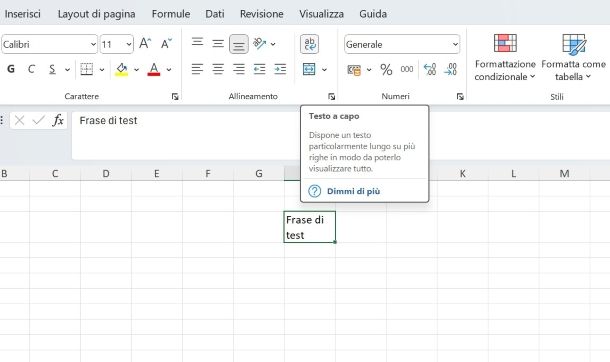 Come andare a capo in Excel da PC
