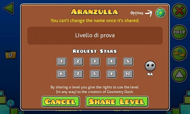 Condividi livello Geometry Dash