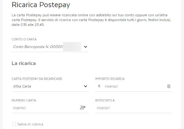 Come ricaricare la PostePay Evolution online