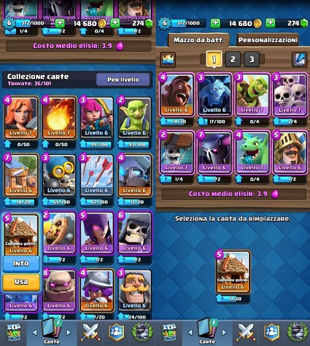 Sostituire carta deck Clash Royale