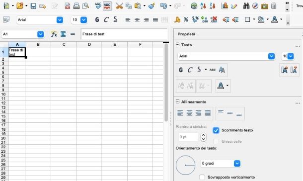 Come andare a capo in una cella Excel OpenOffice