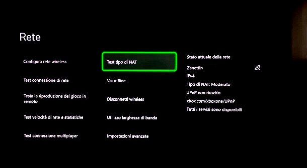 Test tipo di NAT Xbox