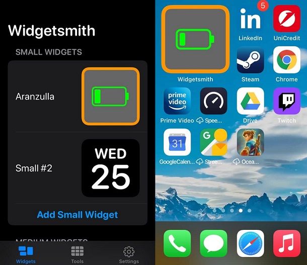 Widget personalizzato creato iOS