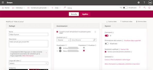 Aggiungere Proprietario ai video su Microsoft Stream