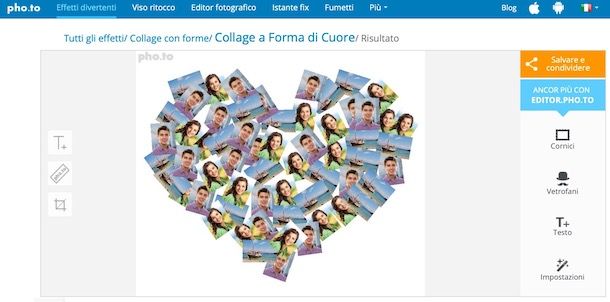 Servizi online per fare collage a cuore