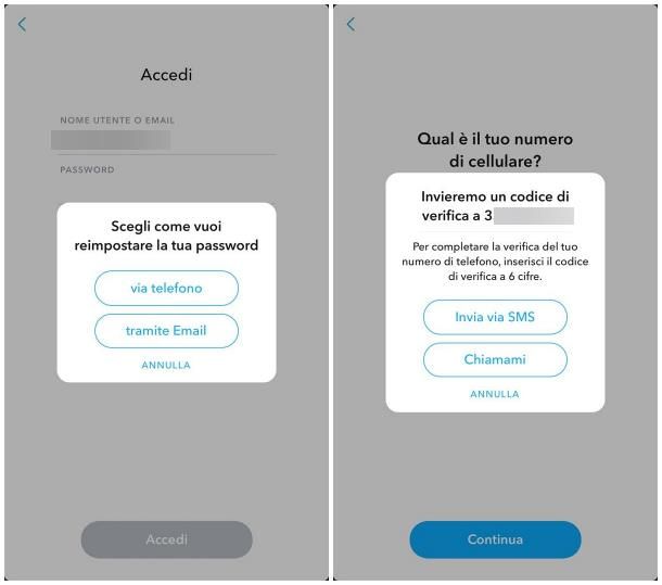 Come recuperare account Snapchat senza password