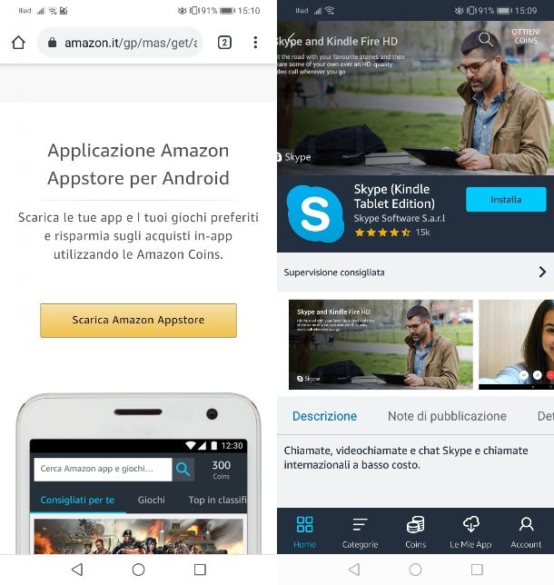 Installare Skype da Amazon Appstore