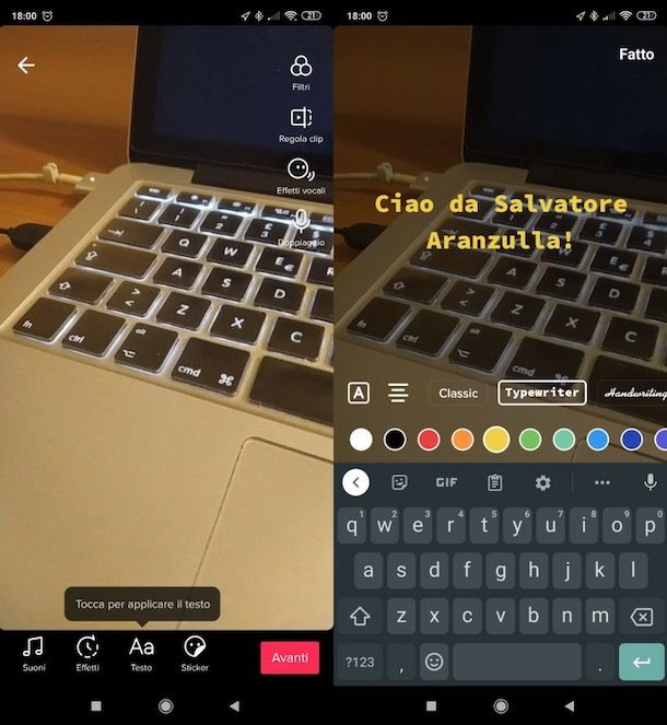 Scrivere sui video di TikTok da Android