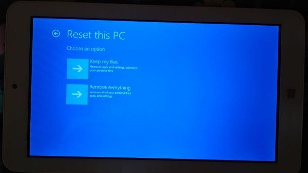 Come resettare tablet Mediacom Windows 10