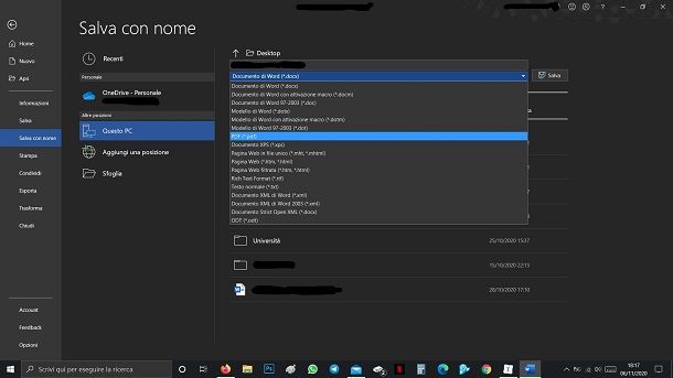 esportare in pdf da word