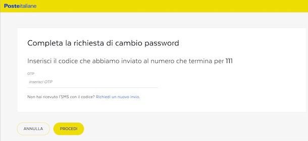 Ripristinare password PosteID