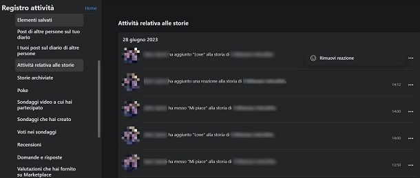 Come togliere mi piace storia Facebook