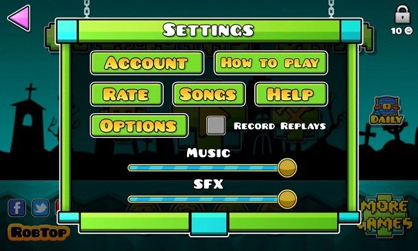 Gestione account Geometry Dash