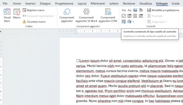 Come creare una casella di controllo in Word