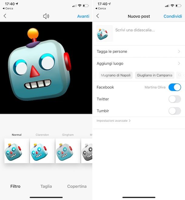 Animoji post Instagram