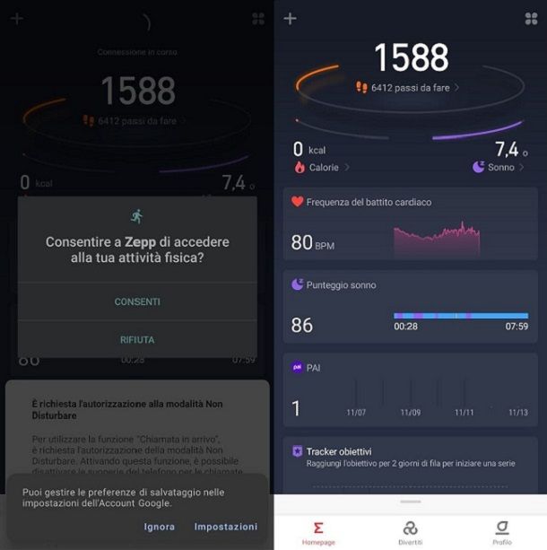 Applicazione Amazfit Tracciamento