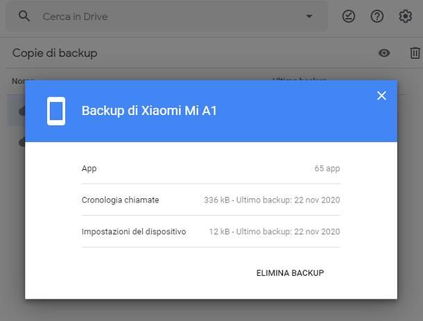 Come scaricare backup impostazioni Google Drive