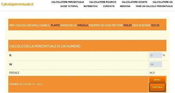 Sito Calcolopercentuale.it